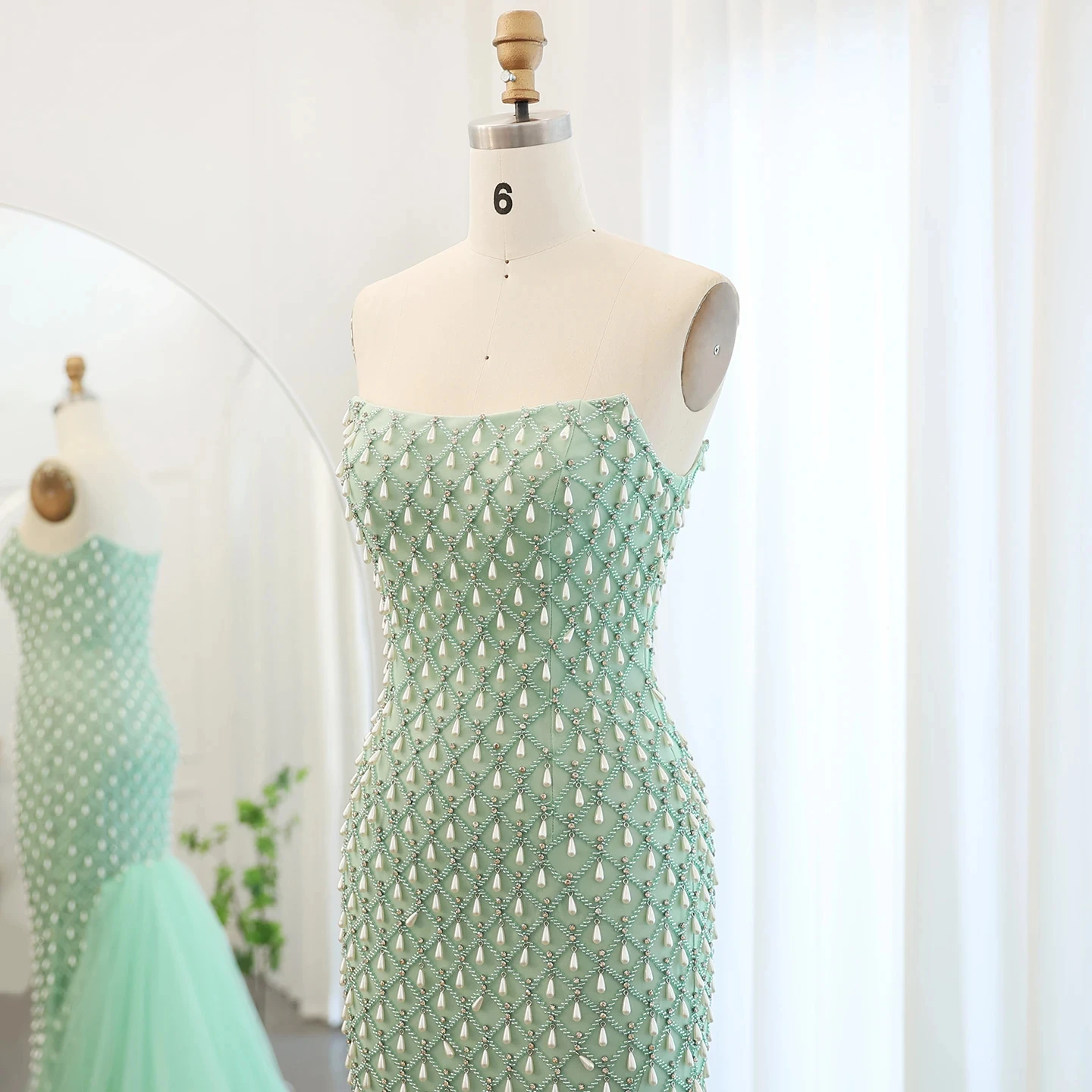 slim fit dress slacks Charming Mermaid V Neck Sage Green Silk Satin Long Bridesmaid Dresses, –  Simplepromdress main image 1