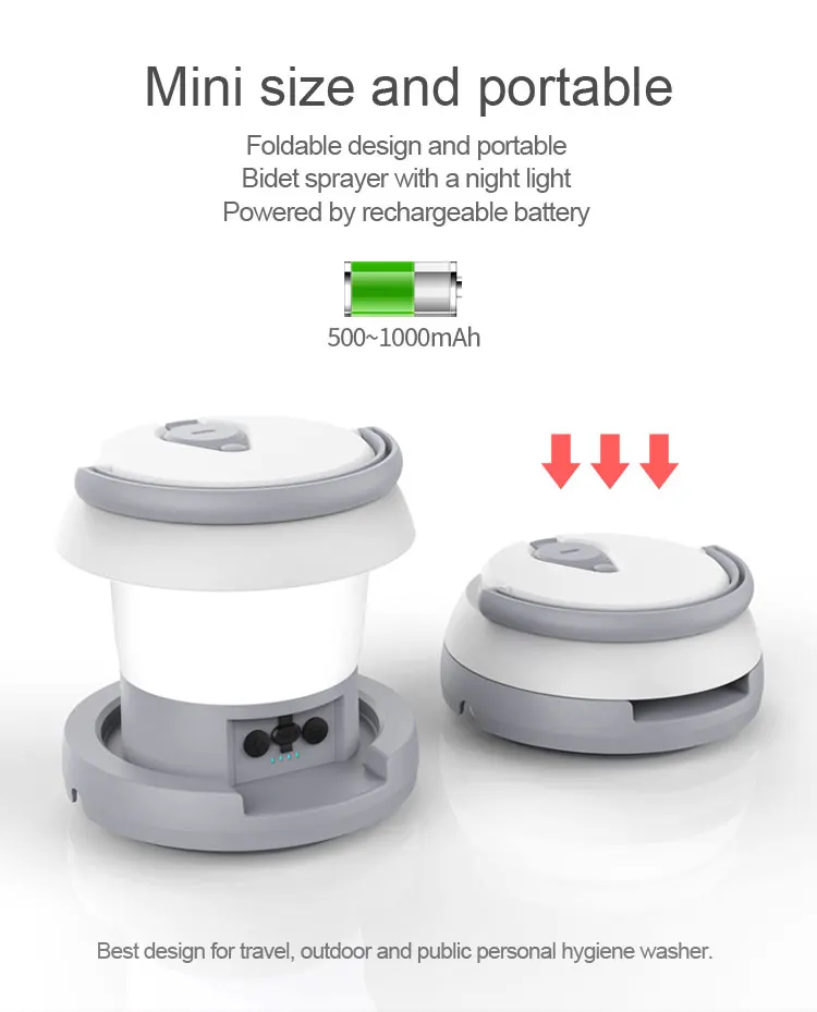 Collapsible Water Tank Sprayer with Flash Light Portable Bidet Traveller Mini Toilet Bidet details