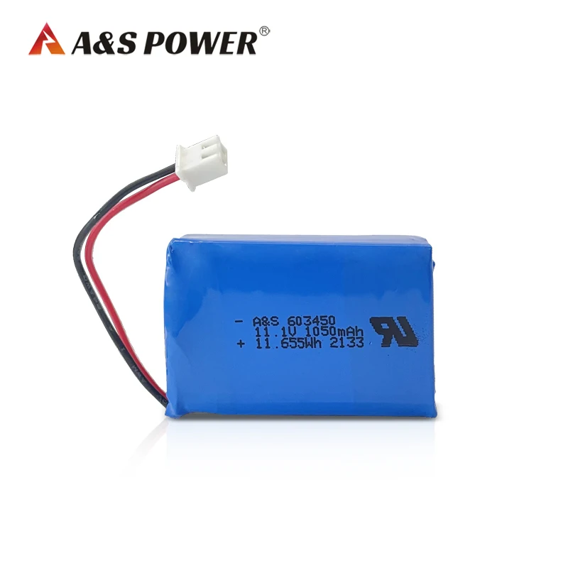 A&S Power 603450 11.1v 3s 1050mAh lithium polymer rechargeable battery