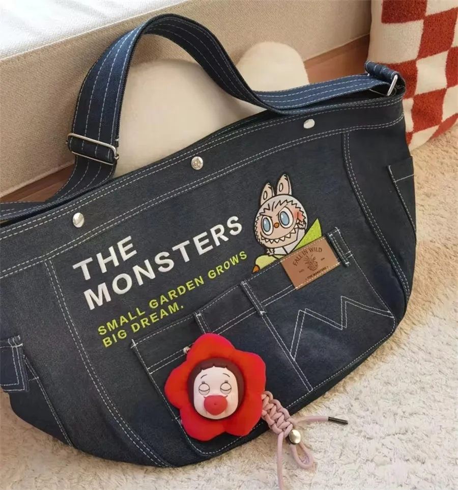 POP MART Labubu - Fall in Wild Series Denim Messenger Bag
