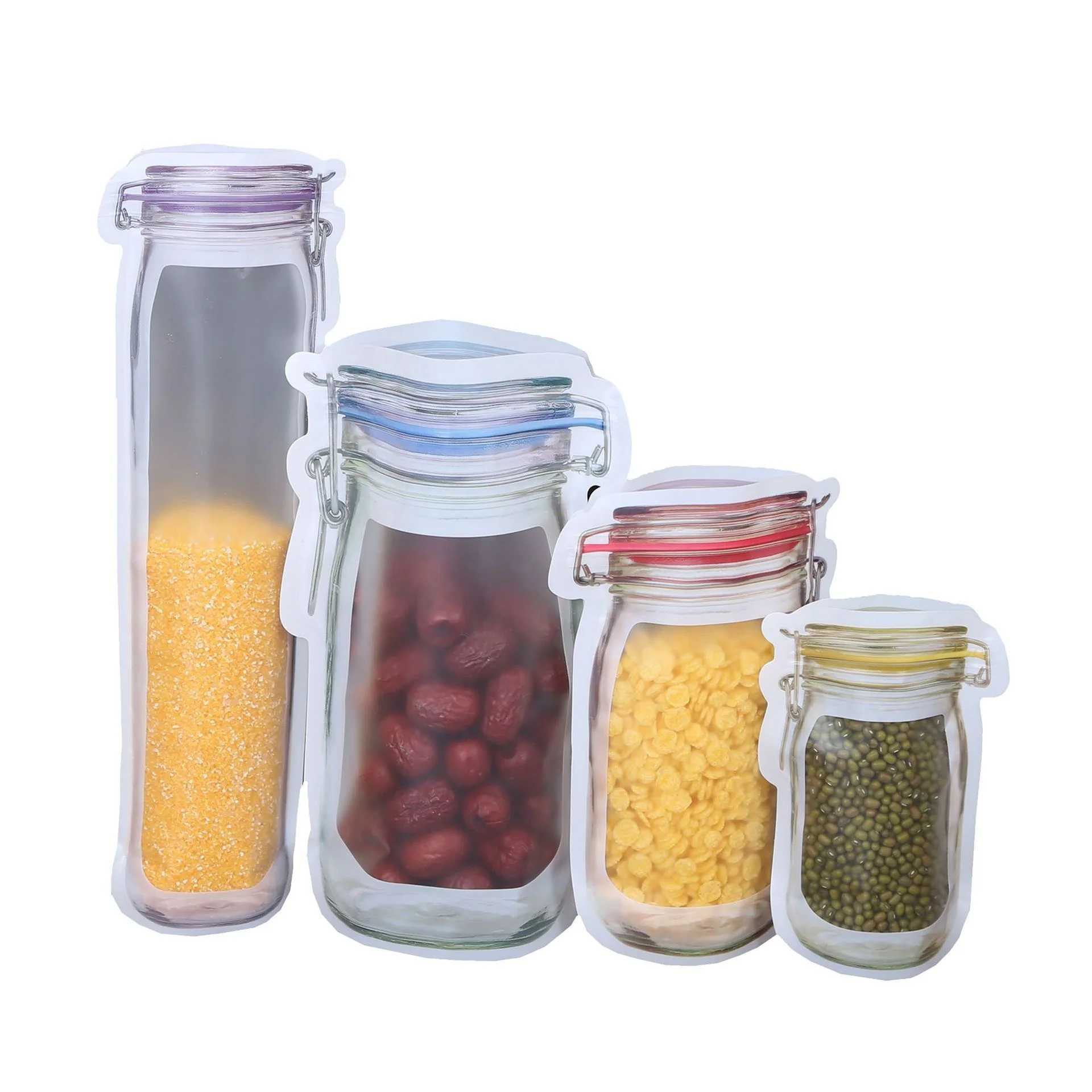 Mason Jar Ziplock Bags Reusable Snack Airtight Seal Food Storage Bags Leakproof