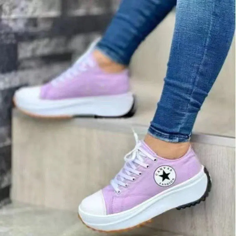 Bulk-buy 2023 Stylish Canvas Thick Sole Women Walking Style Leisure Wear  Comfortable Ladys Sneakers Female Girls Shoes price comparison