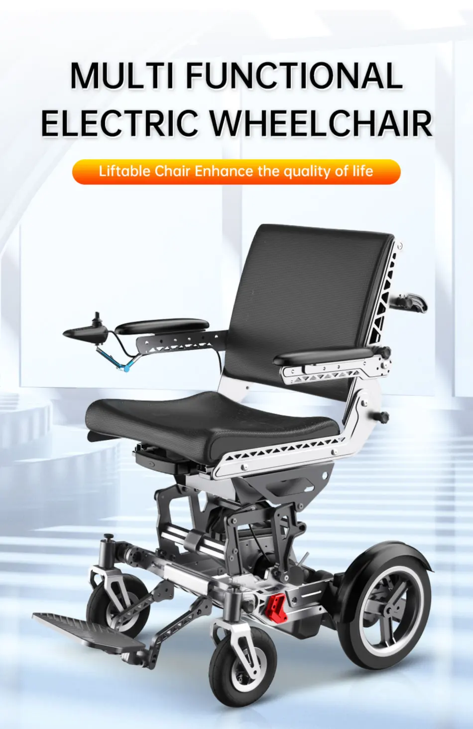 High-End Off-Road Electric Powered Wheelchair Anodized Aluminum Motorized Stroller For The Disabled People