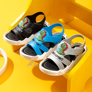 Wholesale New Styles Summer Dinosaur Cartoon Flat School Boy Baby Soft Sole Child Sandal Shoes Children's Sandals For Kids