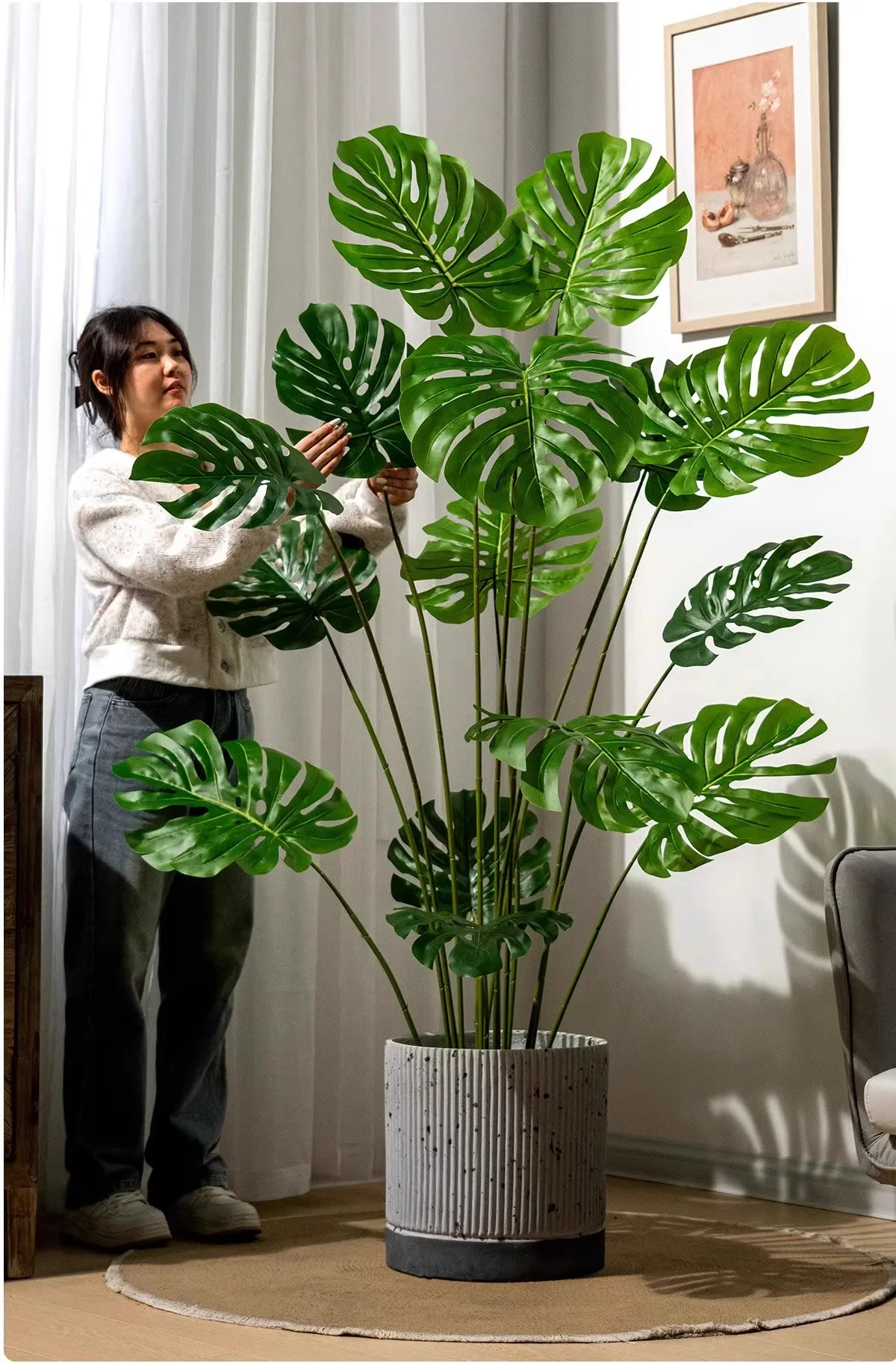 product artificial plants potted indoor outdoor greenery decoration faked faux stimulation tree bonsai leaves artificial palm tree694-14