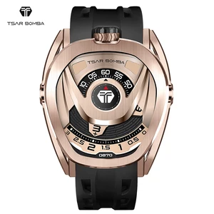 For TB-8213A Interchangeable Oval Case Automatic Digital Men's Wristwatch Sapphire Crystal Water Resistant Rubber Band