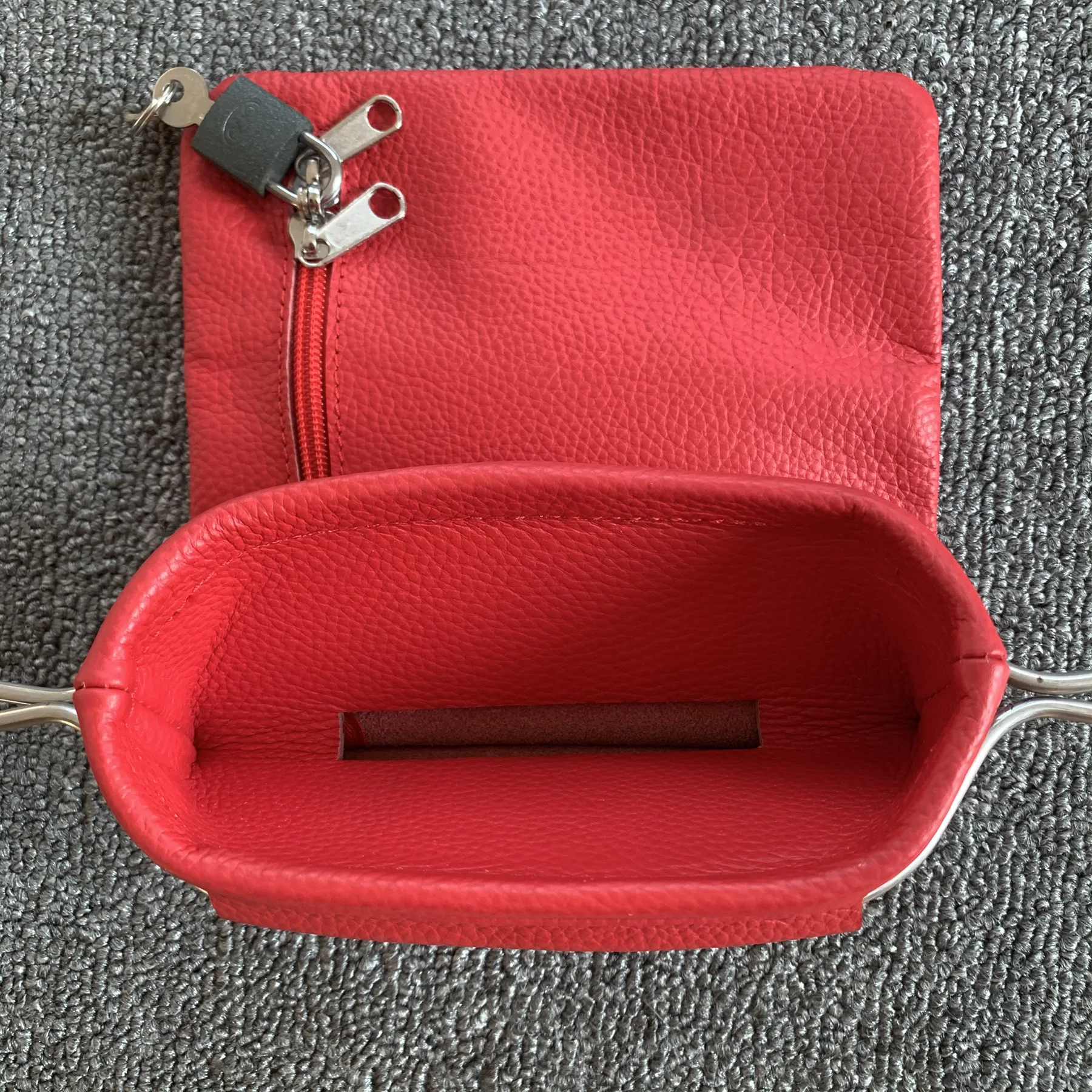 Church Money Tithe Collection Offering Lockable Genuine Leather Money Bag with Stainless Steel Handle
