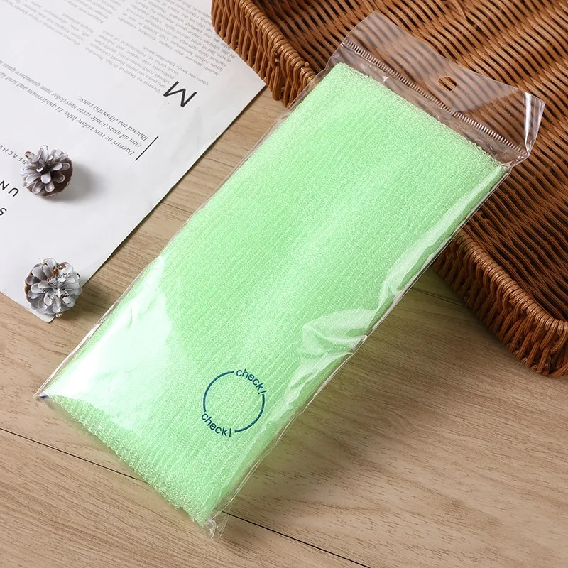 Japanese Korean High Grade Scrub Towel Printing Woven Plain Exfoliating Wash Cloth Nylon Back Scrubber Cleaning Bath Sponges