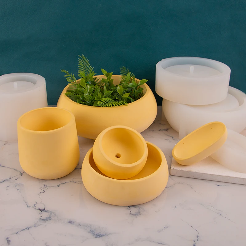 Round Corner Flower Pot Mold Round Oval Bowl Silicone Silicon Molds For