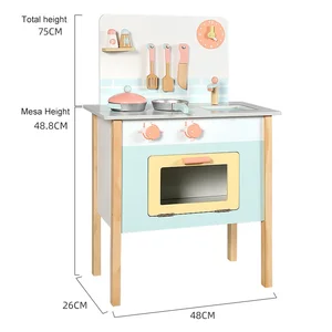 Children's Simulation Kitchen Toys Simulation Gas Stove Colorful Kitchenware Chopping Music Cooking Wooden Toys Set