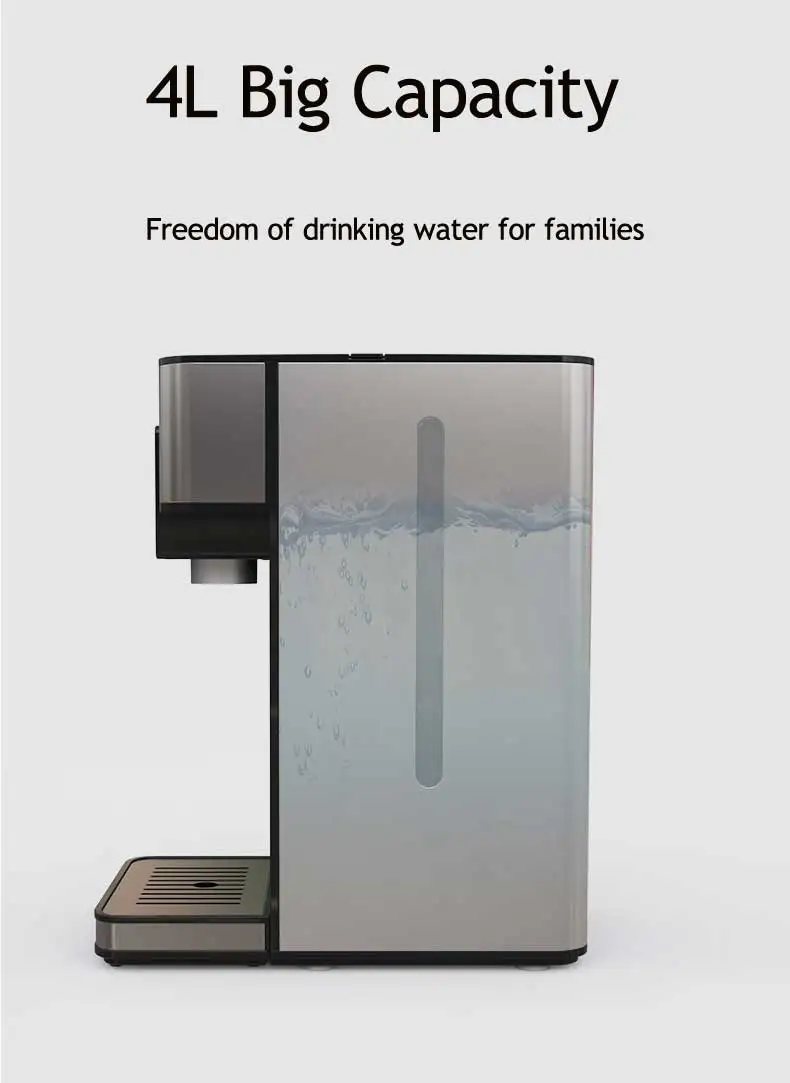 डेस्कटप स्टेनलेस स्टील व्यक्तिगत नि: शुल्क-स्थापना मिनी तत्काल तातो पानी डिस्पेंसर दूध र चियाको लागि पानी फिल्टरको साथ