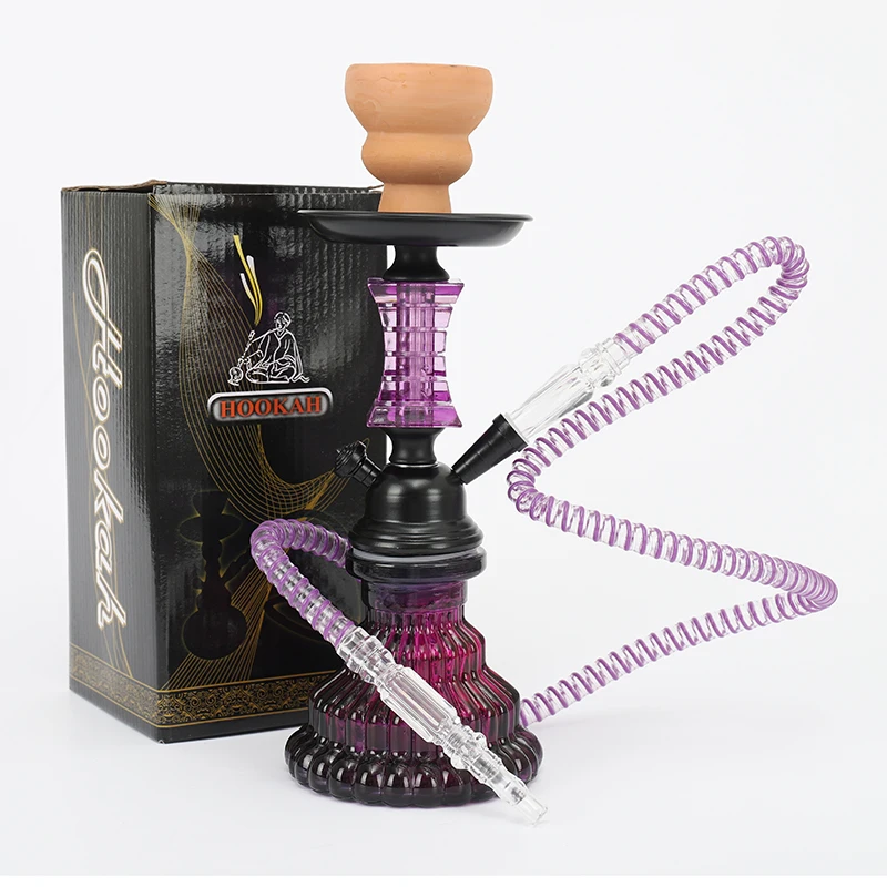 Color Double Tube Cheap Mini Hookah Small Shisha Box Hookah Set Glass
