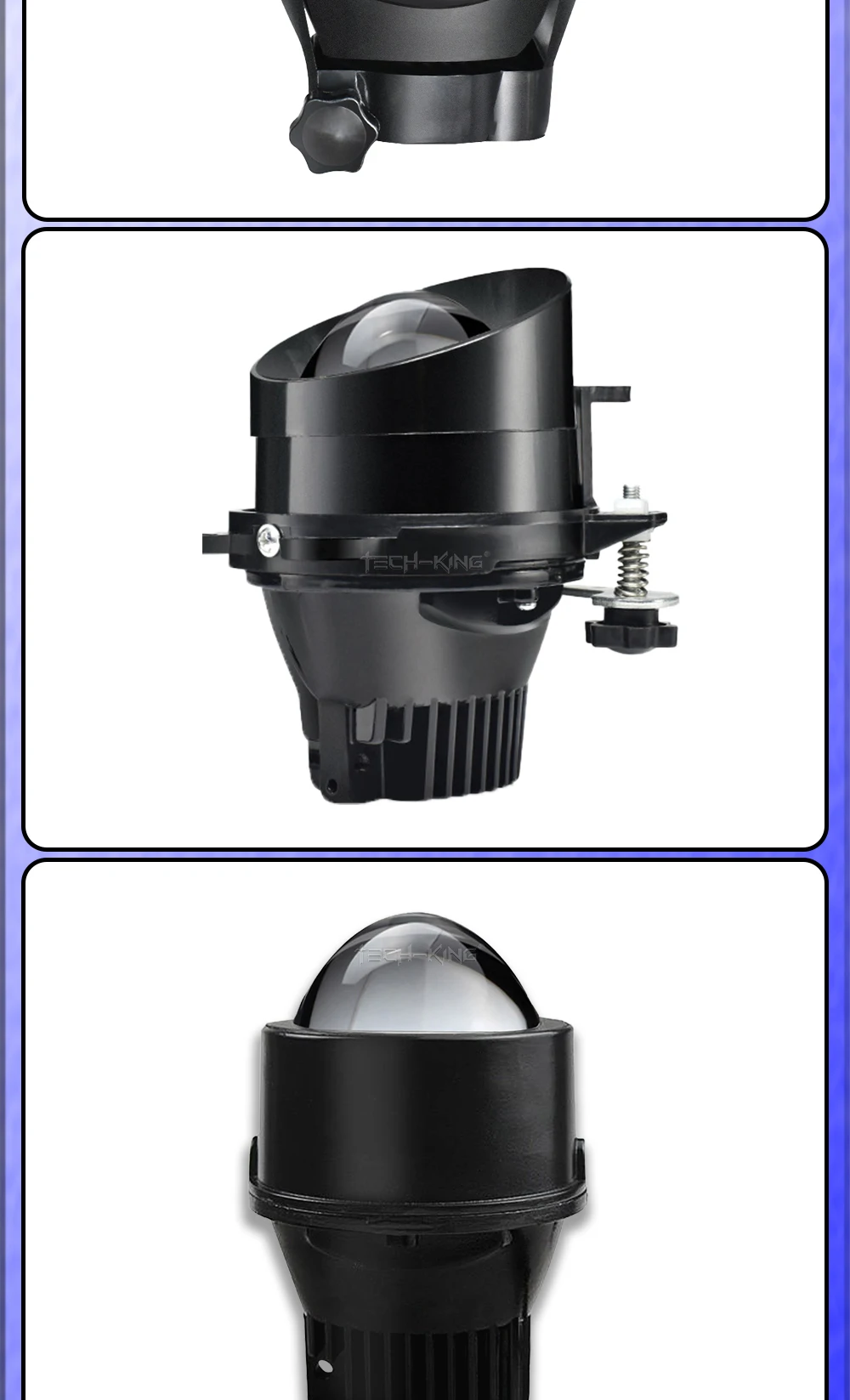 TECH-KING 3inch 56w 72w H11 3000K 6000k 3colour high Low Beam Universal bi Led projector Fog lamp High brightness lens fog lamp