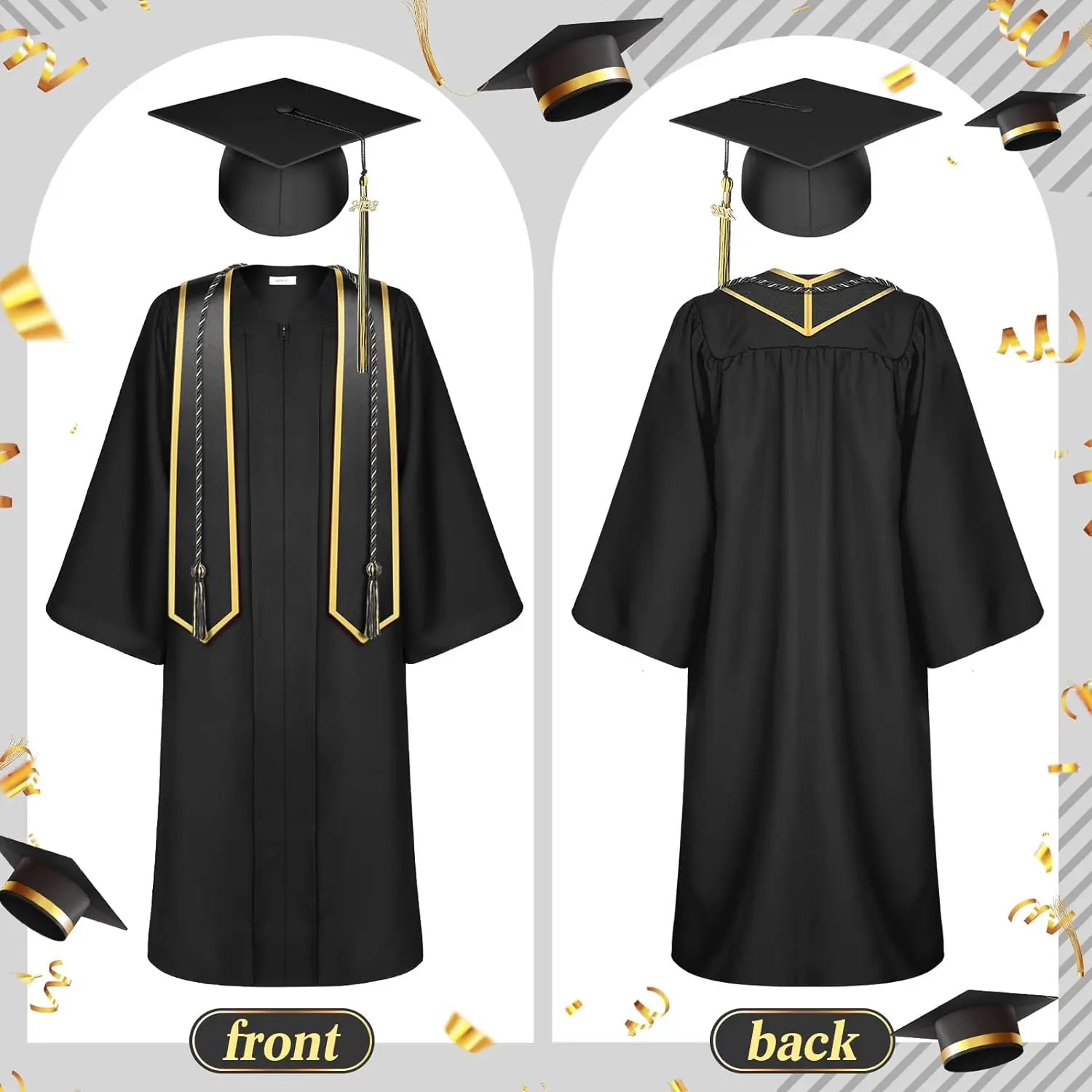 Wholesale Graduation Gowns and Caps With 2025 Tassel and Stole Honor Cord  Uniform Wholesale Graduation Gowns With Caps