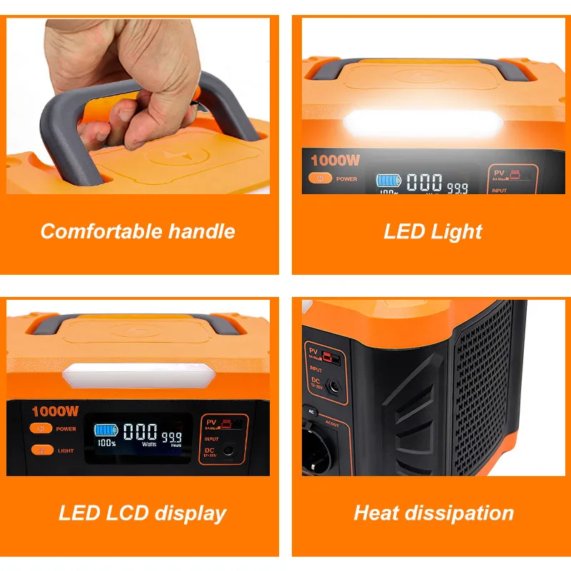 Ac 600w Charger Portable Solar Panels 500w 1000w Generator Solar Power