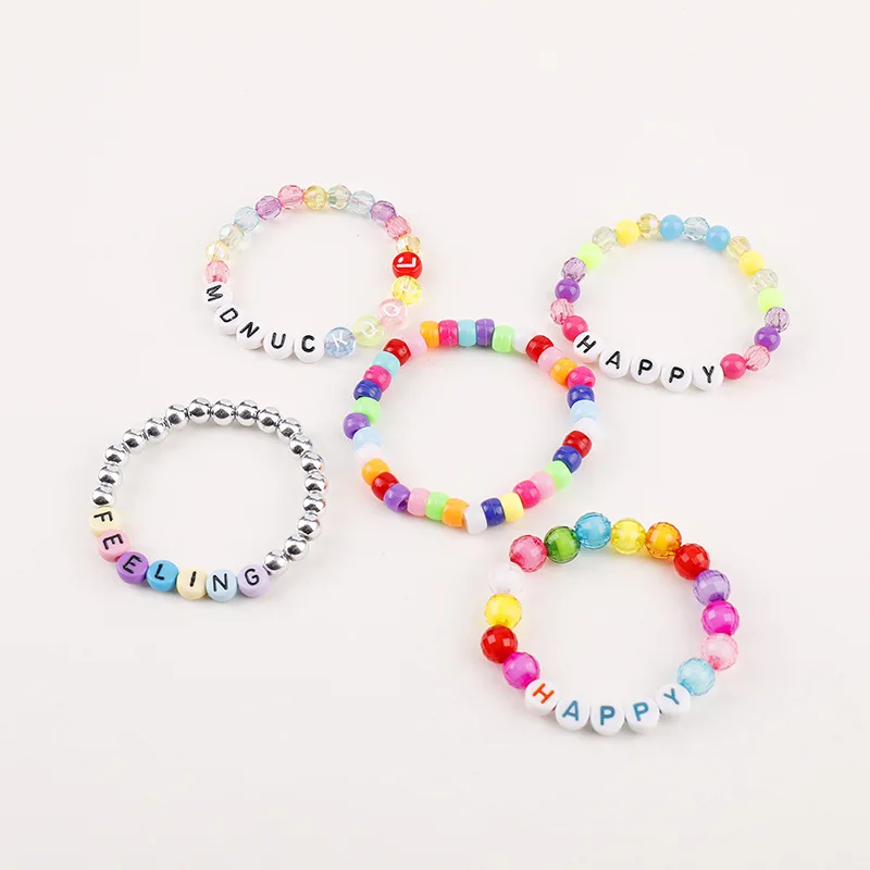 Kids “R” Multi Rubber Beaded Stretch Initial Bracelet