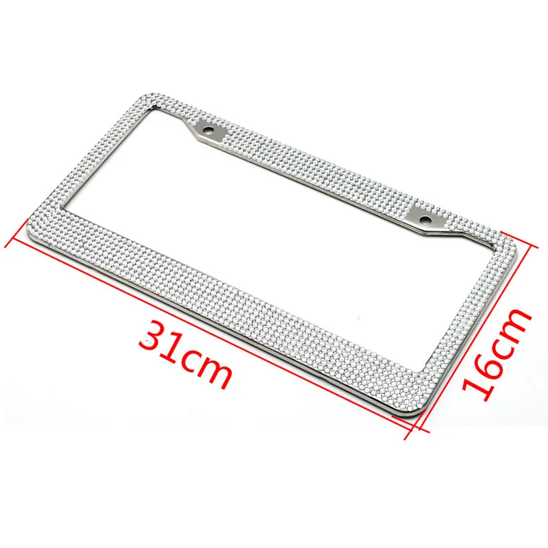 FairOnly Stainless Steel License Plate Frame 8 Rows Full Color Gauge Set with Diamond License Plate Frame and Cover silver Convenient Life 