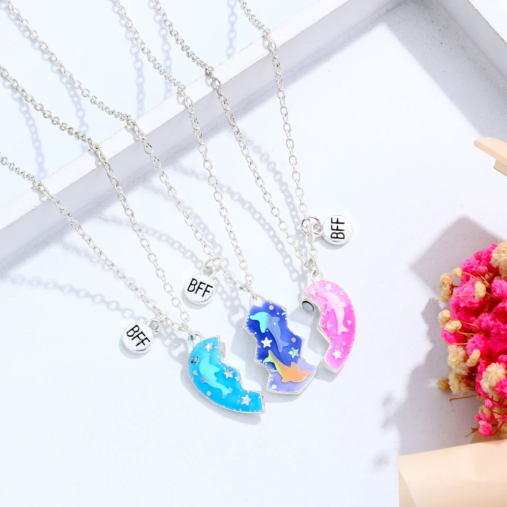 Collane Amicizia Per 2 Ragazze BFF - 'Side By Side Or Miles Apart'. In Acciaio Inox Argento, Ciondolo 2,9 Cm, Catena 57+5 Cm. Regalo Per Compleanno, Laurea, Natale. - 4