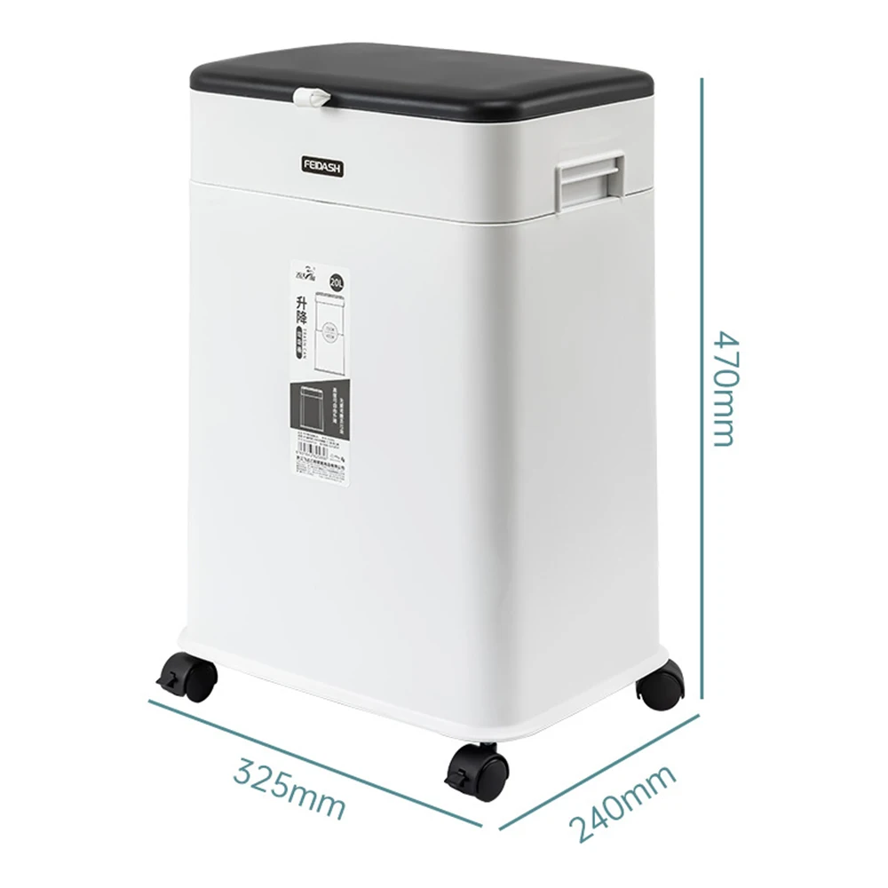 GREENSIDE Sanitary Plastic Waste Bucket with Built-in Lift Household Kitchen Trash Can with Lid for Bathroom Use in Hotels