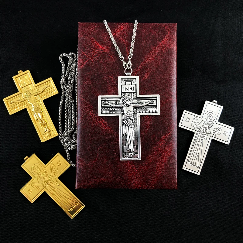 Collana da uomo Zancan in Argento con pendente Croce e spinelli neri EXC 543