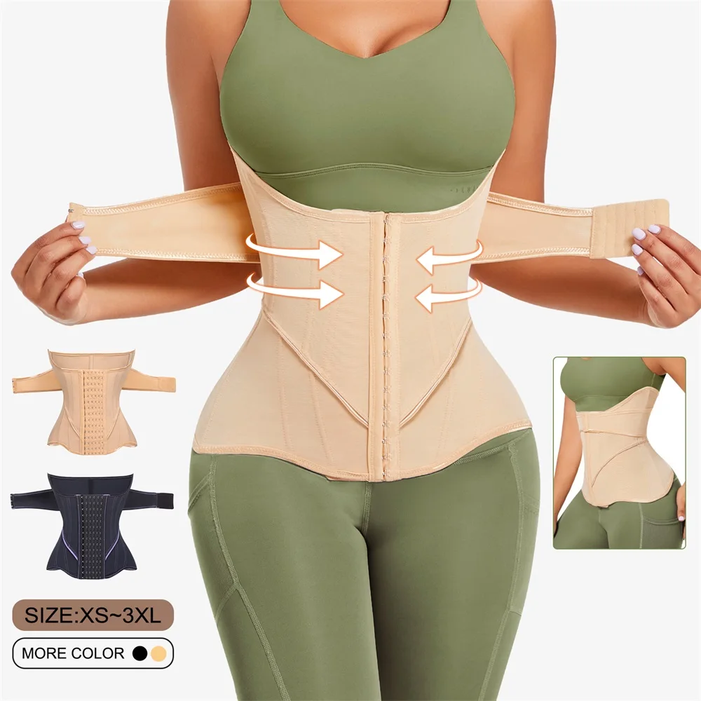 product wholesale sweat girdle women body wrap cincher corset trimmer double belt girdle waist trainer shaper tummy control shaperwear-3