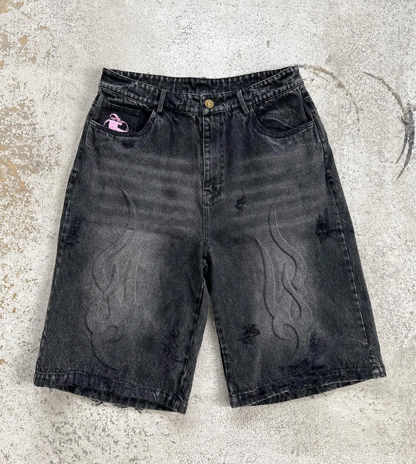 Salati Jeans Manufacturer Designer 3D Embossed Wash Distressed Oversize Ripped Jorts Baggy Trousers Jeans Denim Shorts for Men gallery 2