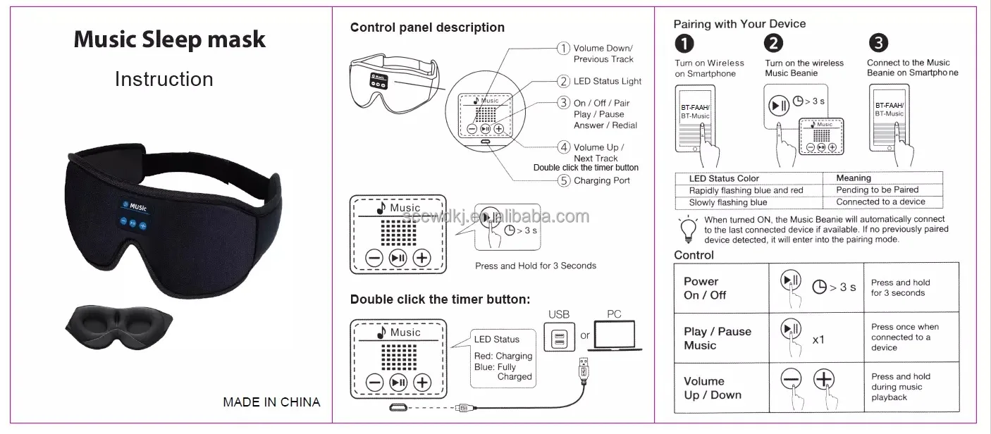 Hot Sell 3d Headphones Eye Mask Headset Wireless Music Headphones Eye
