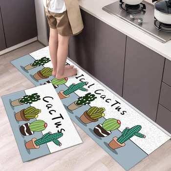 3D Print Geometric 2 Pcs Water Absorbent Anti Fatigue Hard Long Kitchen Floor Mats