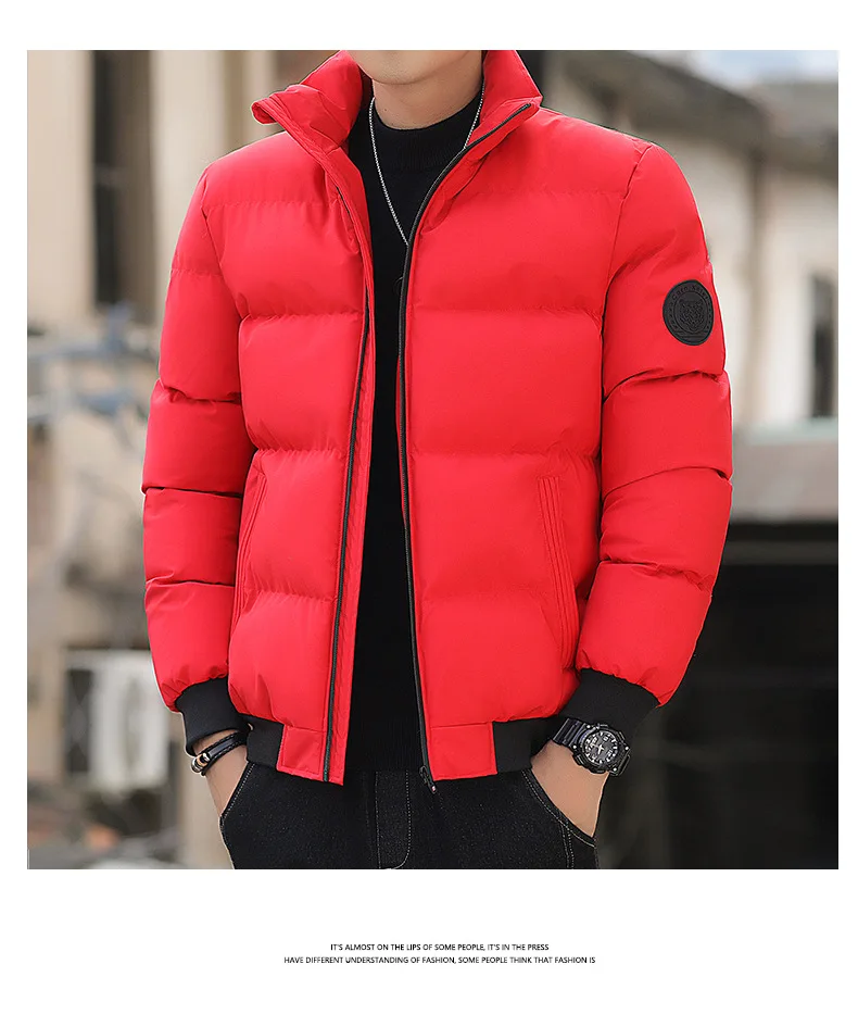 Men's Puffer Jacket Stand Collar Cotton Winter Warm Coat Slim_voghion.com