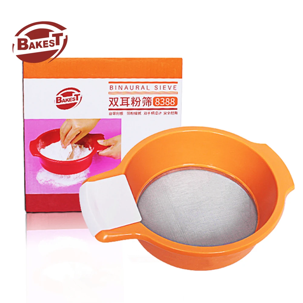 Hot Sale Plastic Round Flour SifterSieve Fine Mesh for Bake Decorate Cakes Pies Pastries Cupcakes