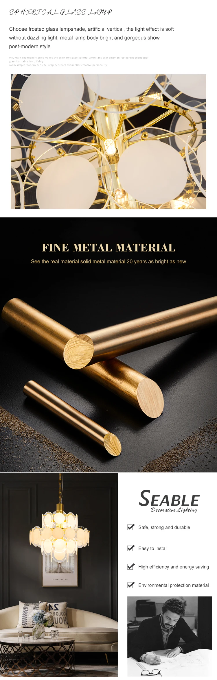 Wholesale Indoor Decoration Living Room Dining Room Glass LED Pendant Lamp