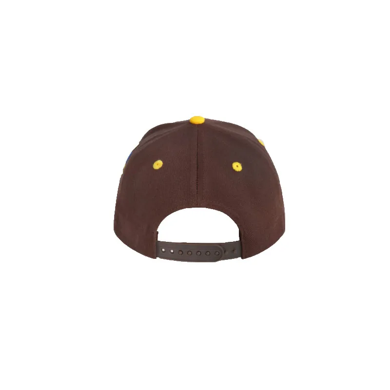 Custom Brown 6-Panel Structured Cotton Baseball Cap Street Style Snapback Hat with Tiger Embroidery Logo and Curved Brim