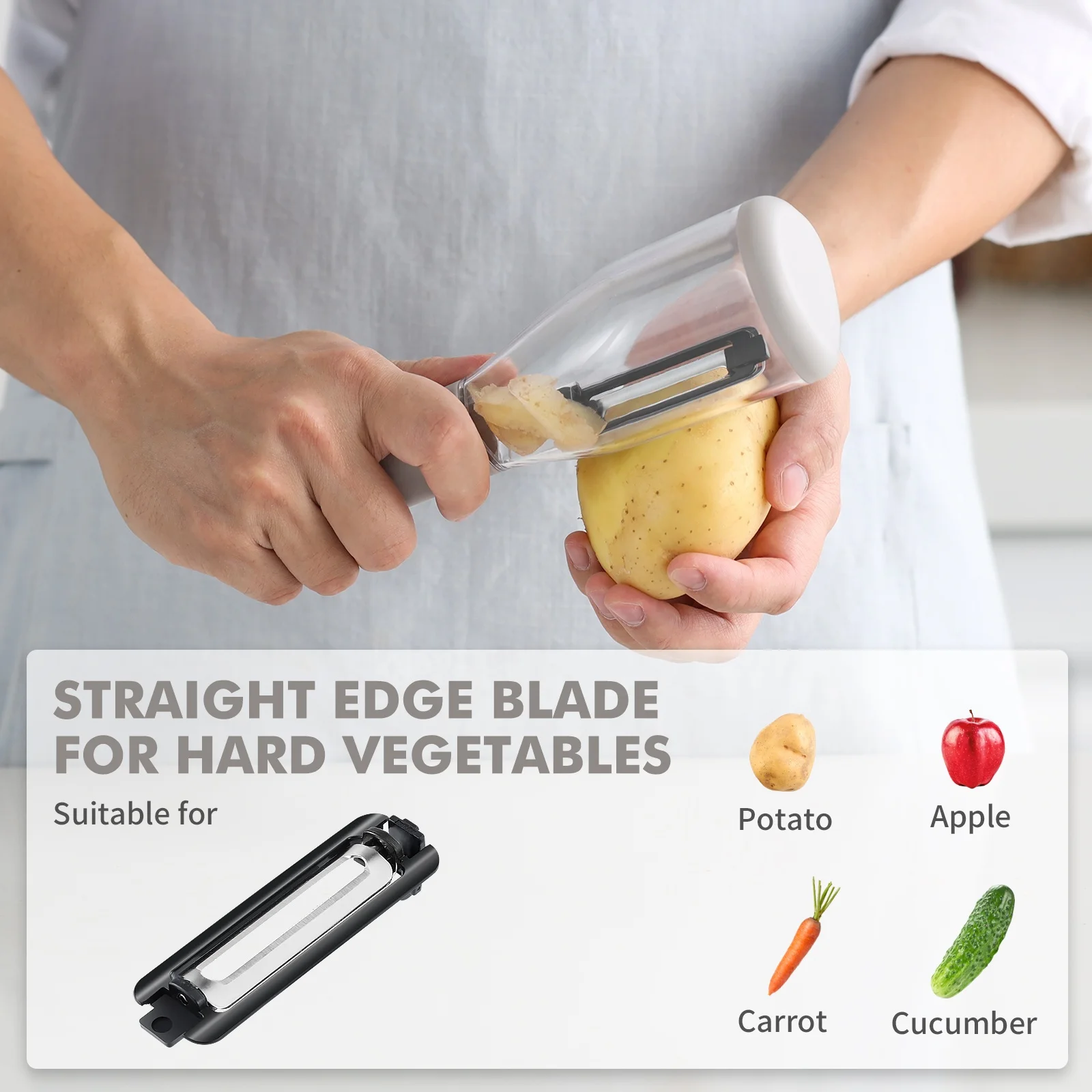 GDL Vegetable Peeler With Storage Container With 3 Interchangeable Blades