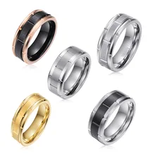 8mm Tungsten Carbide Men's Ring - Black & Silver Fashion Jewelry - Wedding Band