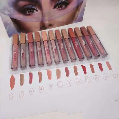 
Новый Huda 12 цветов Блеск для губ мер завитой ретрокласс 12 Блеск для губ матовая глазурованная долговечная антипригарная чашка под заказ тюбики для помады 