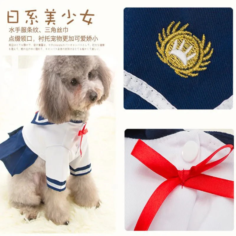 Cute Japanese Style Pet JK Uniform Cat Cosplay Costumes Winter Sailor Uniform for Dogs and Cats Thin Princess Skirt Blouse
