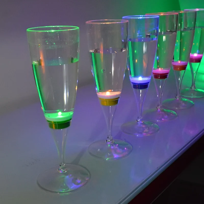 Cheap clear LED RGB Colorful Light up Promotional Celebration Party bar Weeding Plastic Led champagne Cups