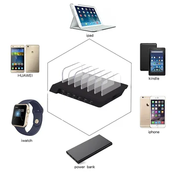 6 Port USB Fast Charger Station Saving Convenient Mobile Phone Charging Dock Wireless Charger Mobile Phone Tablet MP3