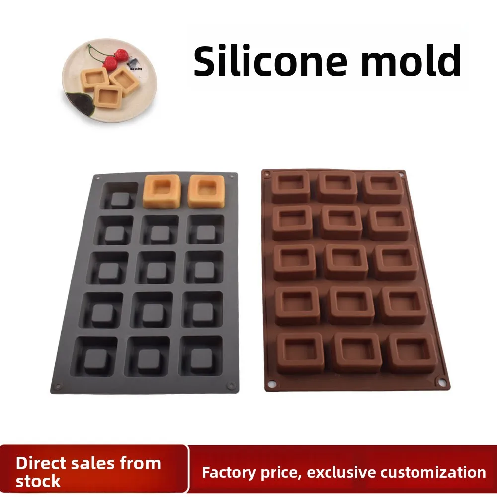 15-Grid Square Silicone Oven Mold for Cake Cookie Chocolate & Candy Baking High Temperature Resistant DIY Baking Tools manufacture