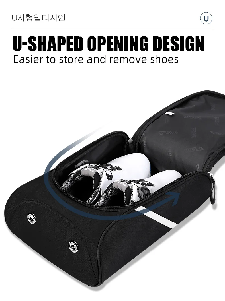 Pgm Zipper Custom Logo Leather Golf Shoe Bag Nylon Waterproof Custom