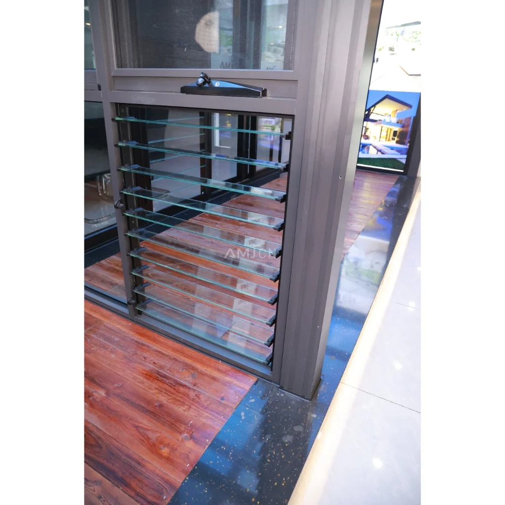 Big Size Design Aluminum Jalousie Window Glass Louvered Adjustable Plantation Shutters Louvers Aluminium windows for House