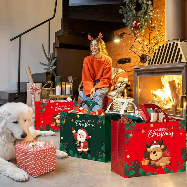 Luxury Ribbon-Handled Large Shopping Bags Customized White Cardboard for Boutiques for Clothing and Shoes for Christmas