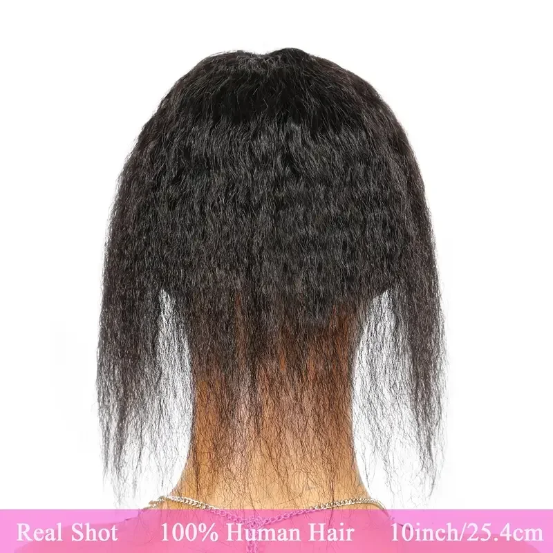 Kinky Straight Hair Clips Echthaar Topper mit Pony Clip in Extensions Naturfarbe_voghion.com