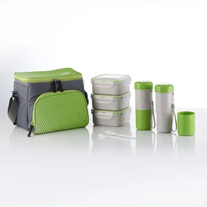 Practical Portable School Kids Insulated Lunch Bag with Bento Box and Bottle Picnic Food Storage Cooler Bag Set