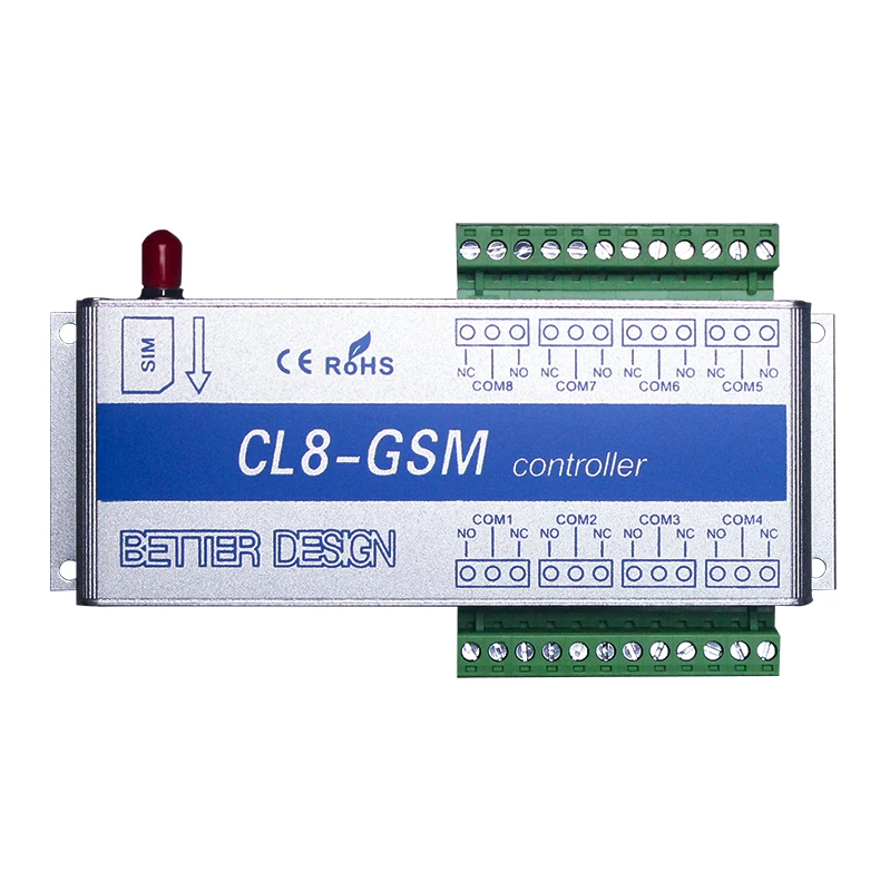 GSM 8 Way Relay Controller Smart Home Power Switch SMS Call Temperature Sensor Remote Control Gate Opener Lock Server