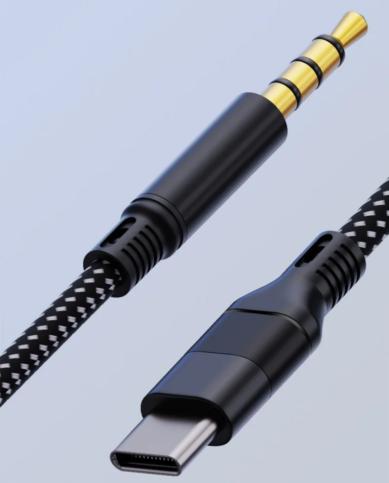 1.2m DAC Type C Audio Cable PVC Braid USB Type-C Male 3.5mm Jack TRRS Car AUX Adapter for iPhone 15 iPad Compatible Speaker