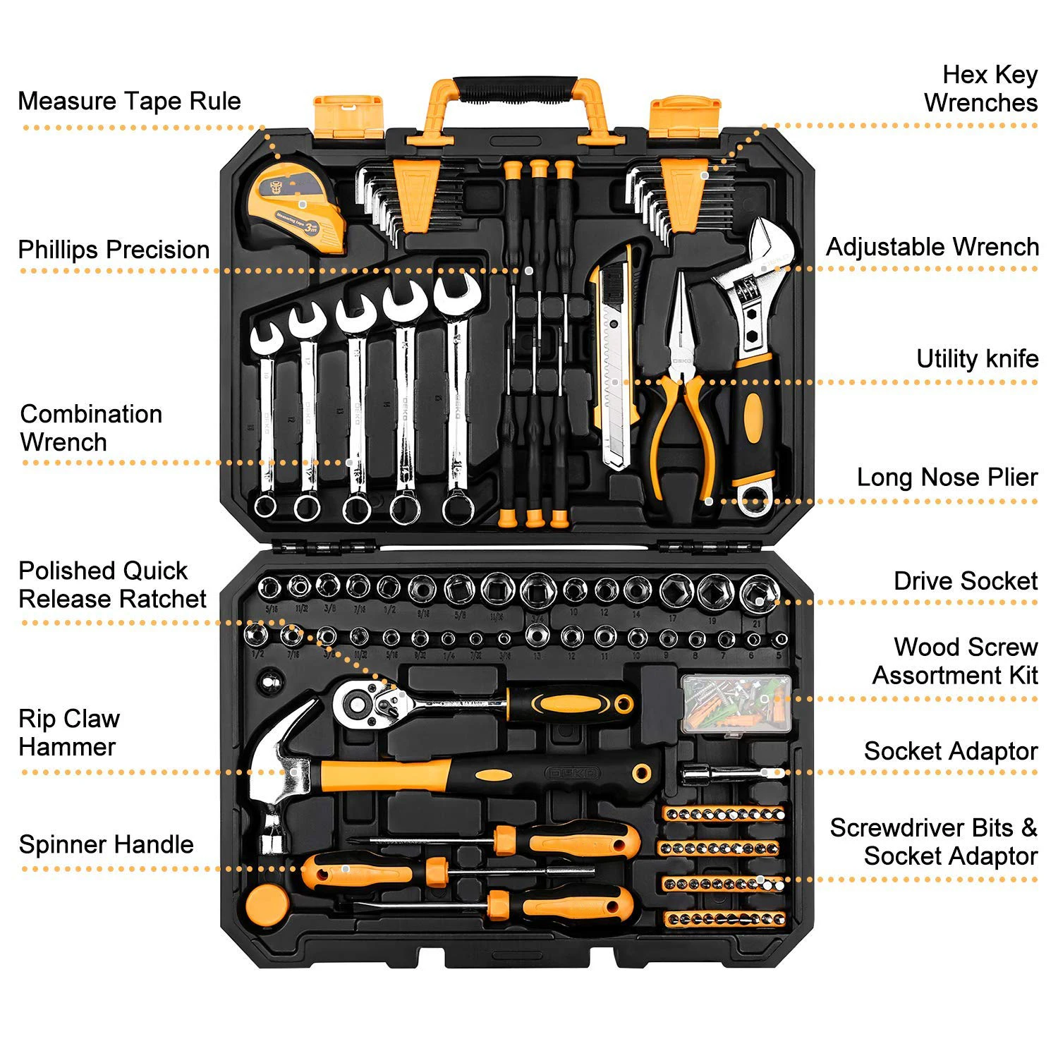 Car Tool Box Set Socket Wrench Auto Supplies Cr-V Hand Tools Spanner Electrical Complete Cordless Mechanical Accessories Eva Bag