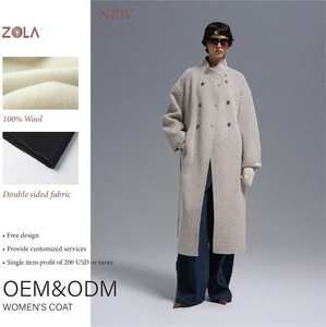 2026 Customized Design Women's Double Sided 100% Wool Handmade Eco-Friendly Short Coat Casual Winter Outerwear Button Decoration