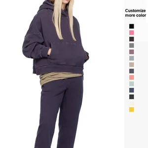 Custom Jogging Suits Women 100% Cotton Hoodie and  Sweatpants  Women Hoodies Sweatsuit Set Tracksuit
