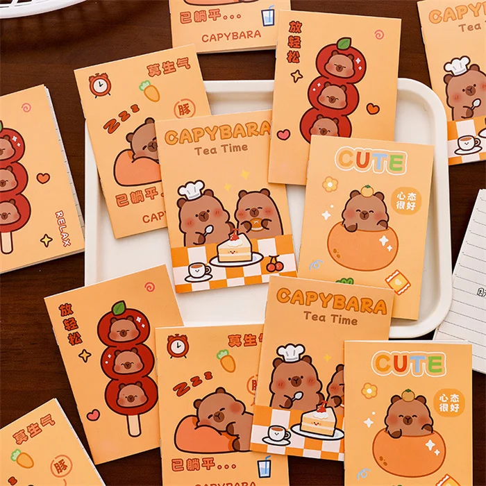 Japan Popular Design Kawaii Capybara Notepad Stationery School Office Gift Mini A7 Paper Lined Notebook Pack for Taking Notes